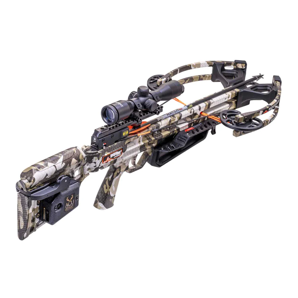 Wicked Ridge Invader M1 Crossbow Package, buy Invader M1 crossbow, 390 FPS crossbow, ACUdraw crossbow, lighted scope crossbow, lightweight hunting crossbow, made in USA crossbow, crossbow with Alpha-Nock bolts, beginner-friendly crossbow, compact crossbow for blinds, Wicked Ridge crossbows for sale, Crossbow Supplies crossbows