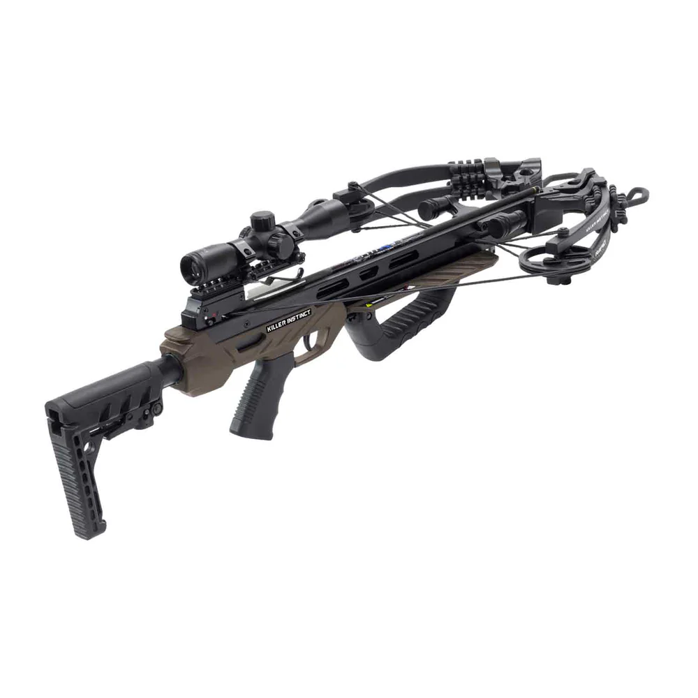 Killer Instinct Rapid 420 Crossbow Package, buy Rapid 420 crossbow, 420 FPS crossbow, high-speed crossbow, precision aluminum barrel crossbow, adjustable buttstock crossbow, X-Lok foregrip, Killer Instinct crossbows for sale, HYPR Lite bolts, crossbow with Lumix 4x32 scope, deadly hunting crossbow, quiet hunting crossbow, Crossbow Supplies crossbows, powerful tactical crossbow package, compact hunting crossbow
